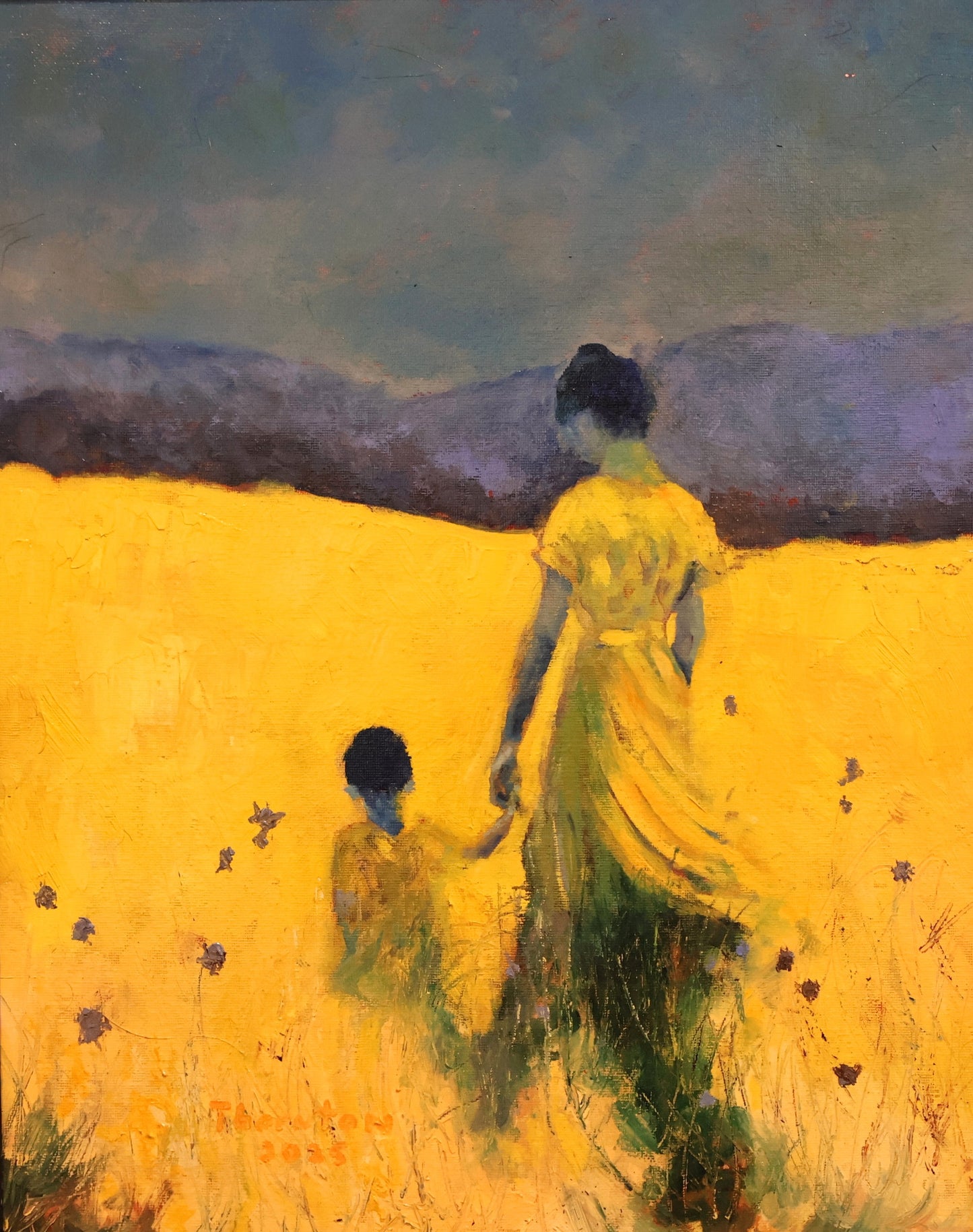 Mother and Daughter in Field - Poster