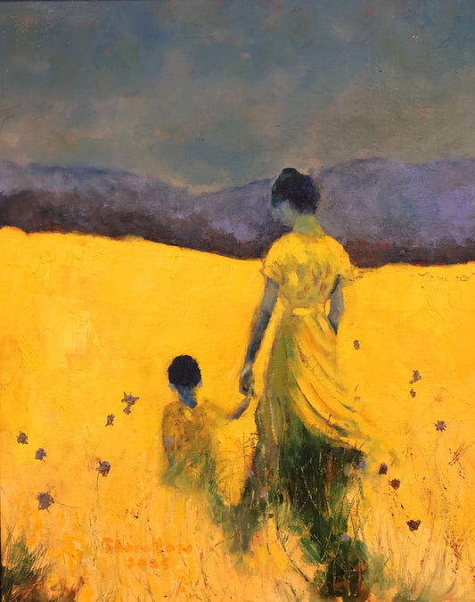 Mother and Daughter in Field - Poster